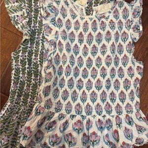 Elegant Floral Women's Blouse with Ruffle Sleeves